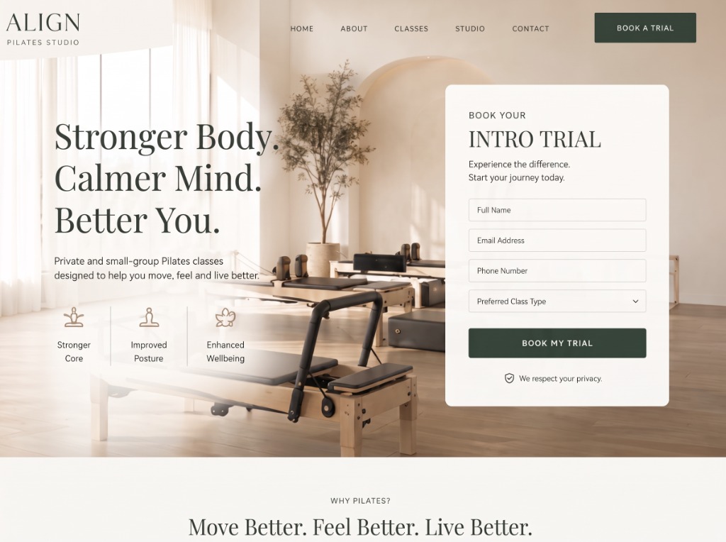 Pilates Booking Funnel